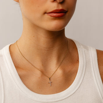 Diamond Cross Pendant in 9ct Yellow Gold