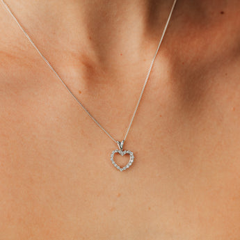 1/5 Carat Diamond Heart Pendant in 10ct White Gold
