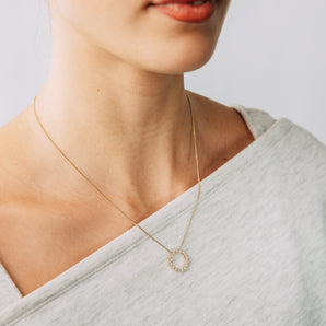 1/5 Carat Diamond Circle Pendant in 10ct Yellow Gold