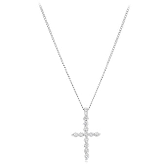 1/5 Carat Diamond Cross Pendant in 10ct White Gold
