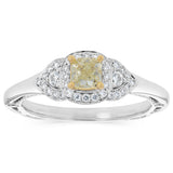 0.70 Carat Diamond Ring with Yellow Cushion Diamond in 18ct Yellow and White Gold