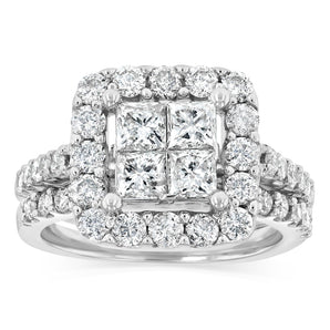 1.45 Carat Diamond Bridal 2-Ring in 10ct White Gold
