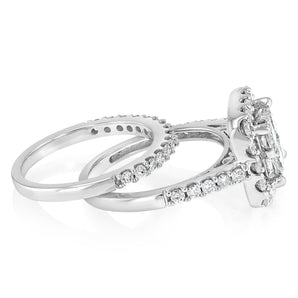 1.45 Carat Diamond Bridal 2-Ring in 10ct White Gold