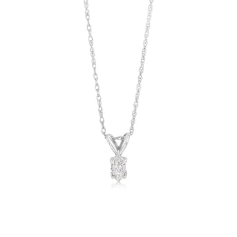 1/6 Carat Diamond Solitaire Pendant in 14ct White Gold on 46cm Chain