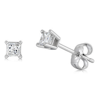 1/5 Carat Diamond Solitaire Stud Earrings in 10ct White Gold