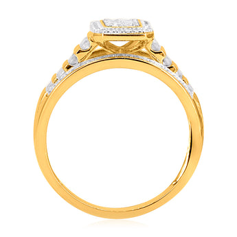 1/2 Carat Diamond Ring in 9ct Yellow Gold