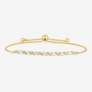 Diamond Slider Bracelet with 16 Round Brilliant Cut Diamonds in Gold Plated Brass