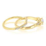 1 Carat Diamond Bridal 2 Ring Set in 10ct Yellow Gold