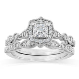 0.87 Carat Diamond Bridal 2 Ring Set in 14ct White Gold