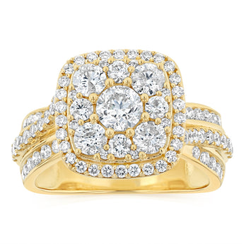 1.95 Carat Diamond Cluster Ring in 10ct Yellow Gold