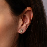 Diamond Flower Stud Earrings in 9ct Yellow Gold