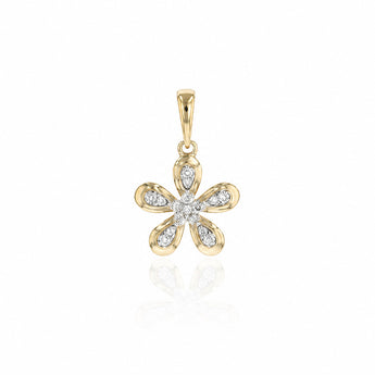 Diamond Flower Pendant in 9ct Yellow Gold