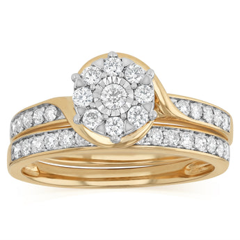 0.70 Carat Diamond Bridal Set Ring in 9ct Yellow Gold
