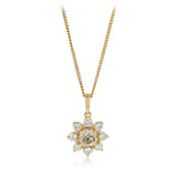 1 Carat Diamond Flower Pendant in 9ct Yellow Gold