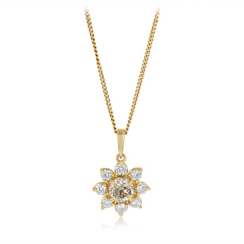 1 Carat Diamond Flower Pendant in 9ct Yellow Gold