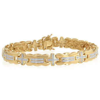 1/10 Carat Diamond Gents 22cm Bracelet in Gold Plated Silver