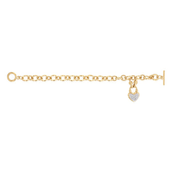 1/5 Carat Diamond Fob Heart Bracelet in Gold Plated Sterling Silver
