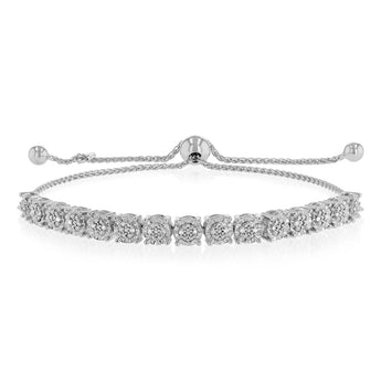Diamond Bolo Bracelet in Sterling Silver