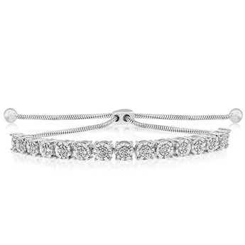 Diamond Bolo Bracelet in Sterling Silver