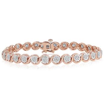 1/5 Carat Diamond Bracelet in Rose Gold Plated Sterling Silver