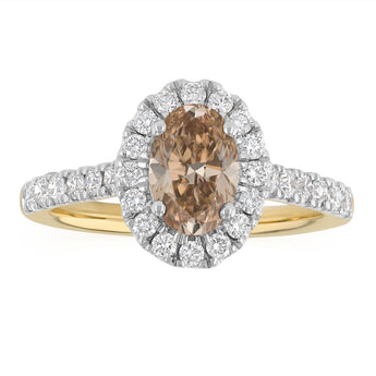 1.50 Carat Diamond Ring  with 1 Carat Oval Australian Diamond Centre in 9ct Yellow Gold