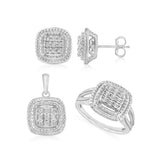 1/4 Carat Diamond Ring, Stud Earrings and Pendant on Chain Set in Sterling Silver