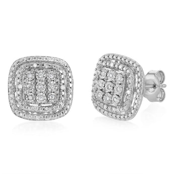 1/4 Carat Diamond Ring, Stud Earrings and Pendant on Chain Set in Sterling Silver