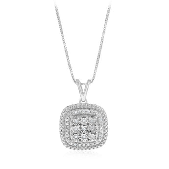 1/4 Carat Diamond Ring, Stud Earrings and Pendant on Chain Set in Sterling Silver