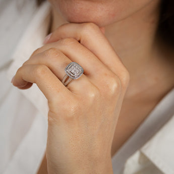 1/4 Carat Diamond Ring, Stud Earrings and Pendant on Chain Set in Sterling Silver