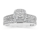 0.70 Carat Diamond Bridal Set Ring in 9ct White Gold