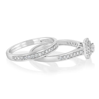 0.70 Carat Diamond Bridal Set Ring in 9ct White Gold