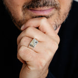 Black Diamond Gents Ring in 9ct Yellow Gold and Sterling Silver