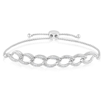 1/5 Carat Diamond Bolo Bracelet in Stirling Silver
