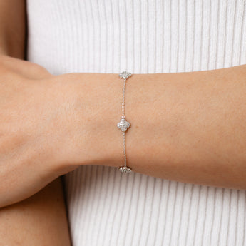 1/4 Carat Diamond Clover Bracelet in Stirling Plated