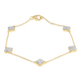 1/4 Carat Diamond Clover 17cm Bracelet in Gold Plated Stirling Silver