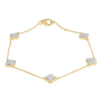 1/4 Carat Diamond Clover 17cm Bracelet in Gold Plated Stirling Silver