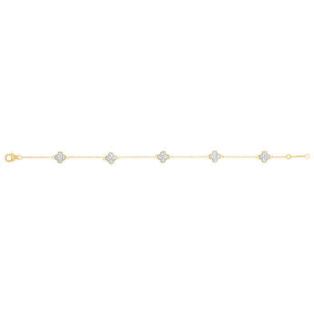 1/4 Carat Diamond Clover 17cm Bracelet in Gold Plated Stirling Silver