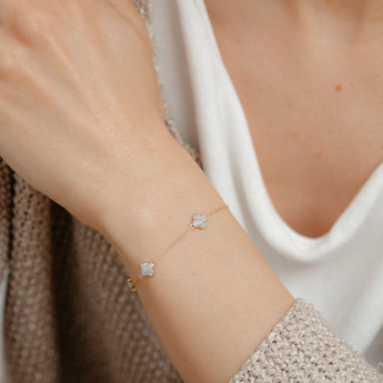 1/4 Carat Diamond Clover 17cm Bracelet in Gold Plated Stirling Silver