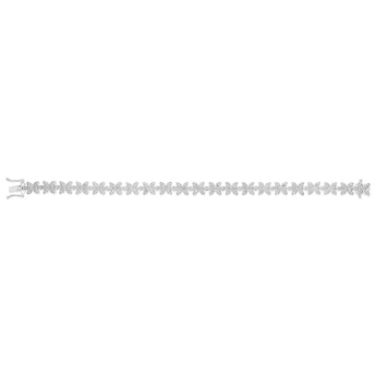 1/5 Carat Diamond Flower Bracelet in Stirling Silver