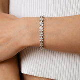 1/5 Carat Diamond Flower Bracelet in Stirling Silver