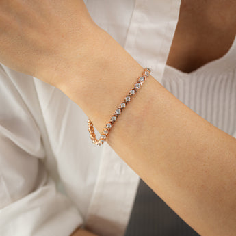 0.95 Carat Diamond Bracelet in Rose Gold Plated Stirling Silver