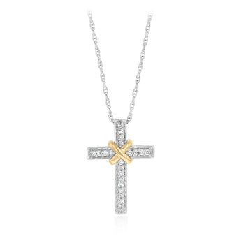 Diamond Cross Pendant on 46cm Chain in Gold Plated Sterling Silver