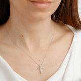 Diamond Cross Pendant on 46cm Chain in Gold Plated Sterling Silver