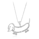 Diamond Dachshund Pendant in Sterling Silver
