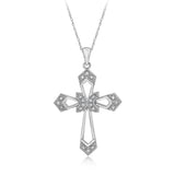 Diamond Cross Pendant in Sterling Silver on 46cm Chain