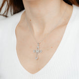 Diamond Cross Pendant in Sterling Silver on 46cm Chain