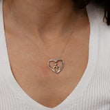 Diamond Mother and Child Heart Pendant in Sterling Silver