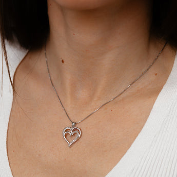 Diamond Heart Pendant on 46cm Chain in Sterling Silver