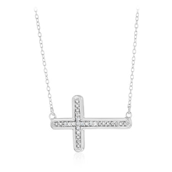 Diamond Cross Pendant on 45cm Chain in Sterling Silver