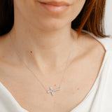 Diamond Cross Pendant on 45cm Chain in Sterling Silver
